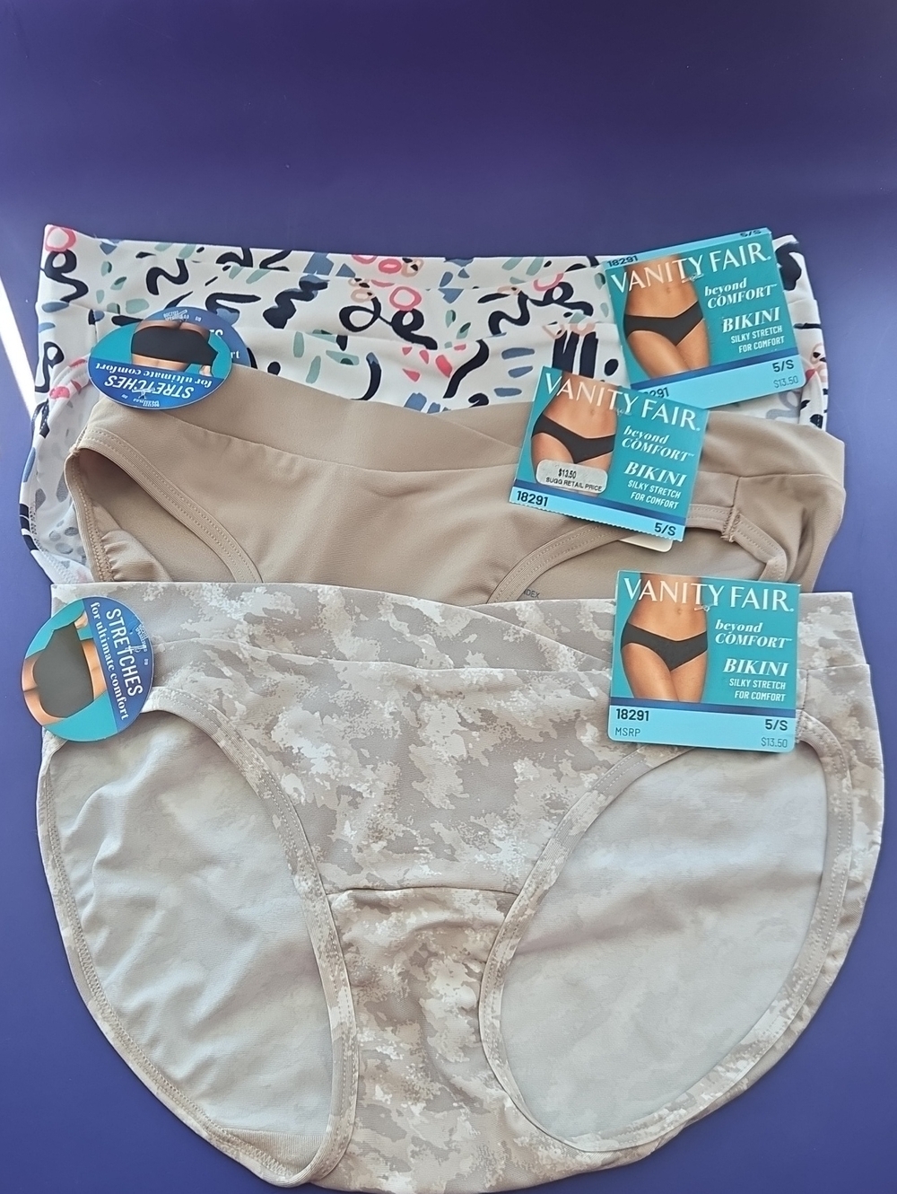 Vanity Fair Beyond Comfort  Set of 3 Bikini Panties Size 5 / S
